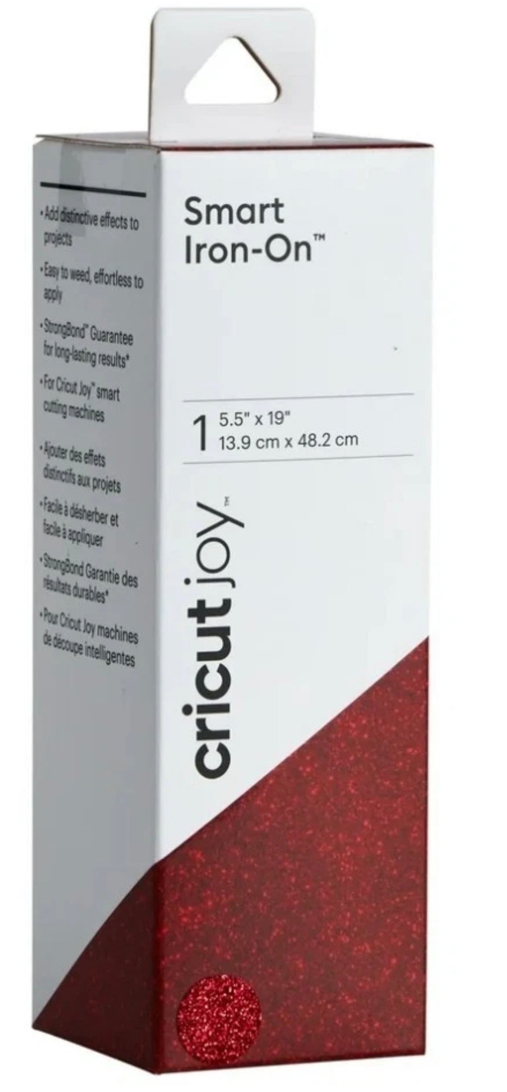 Cricut joy smart iron-on vinyl glitter, red, 5.5" x 19"