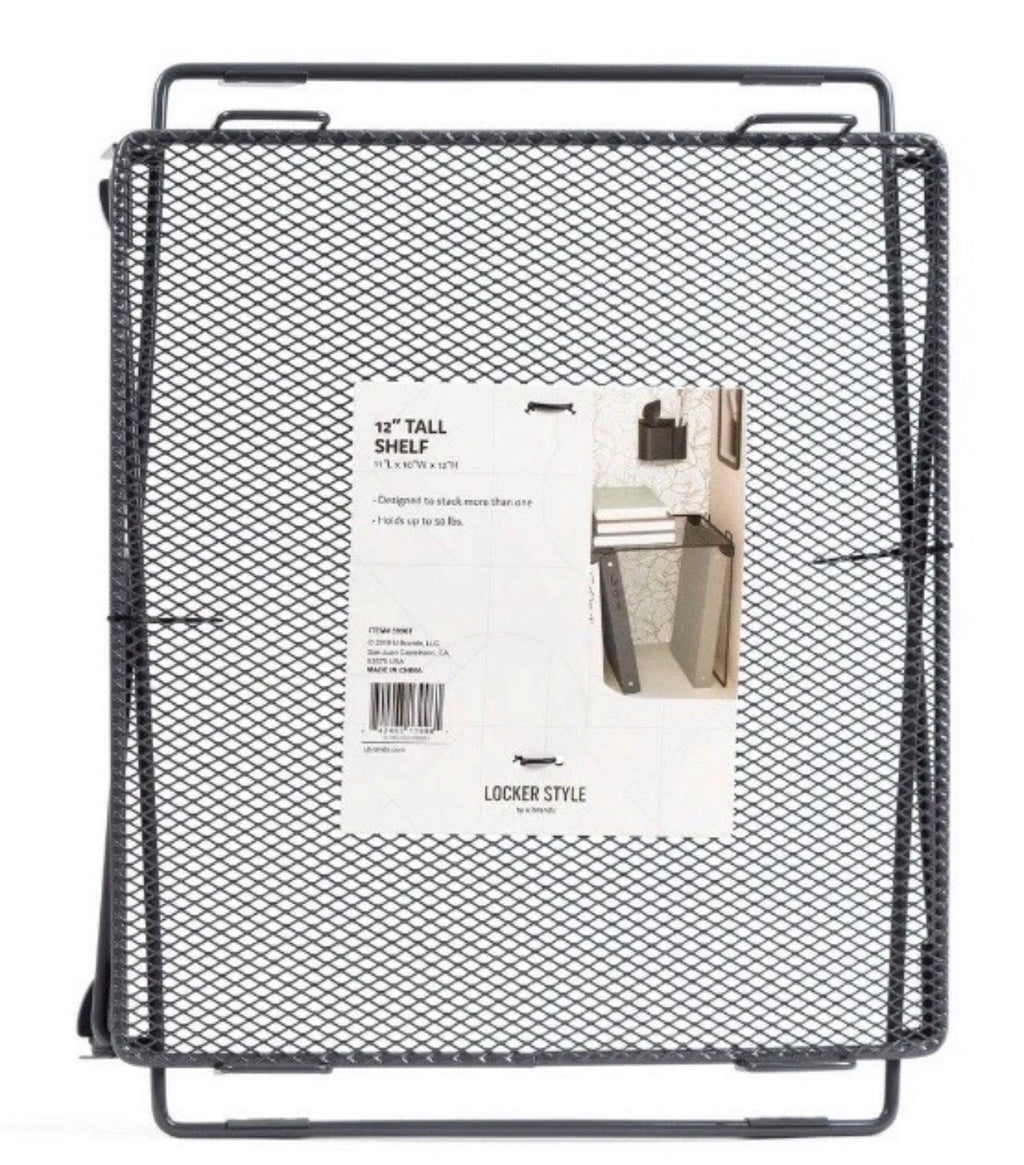 12" Mesh Metal Locker Shelf Gray - Locker Style byUBrands