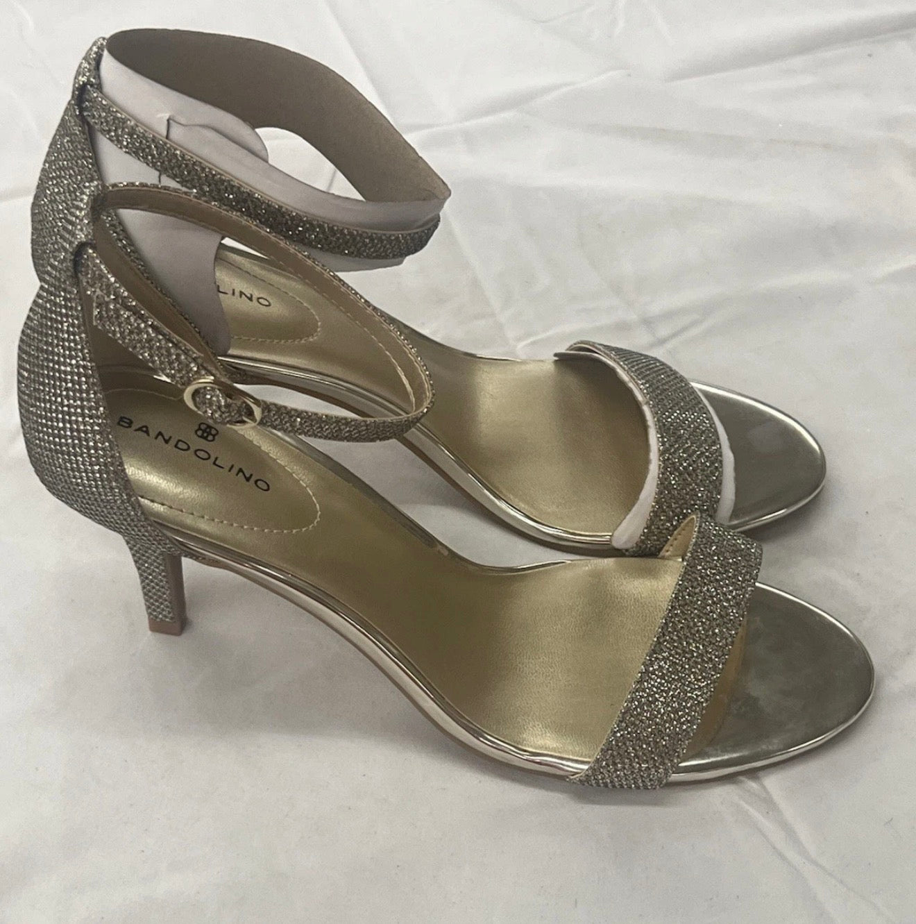 Bandolino Women's Madia Synthetic Open-Toe Dress Heels Sandals Gold, Size 9.5