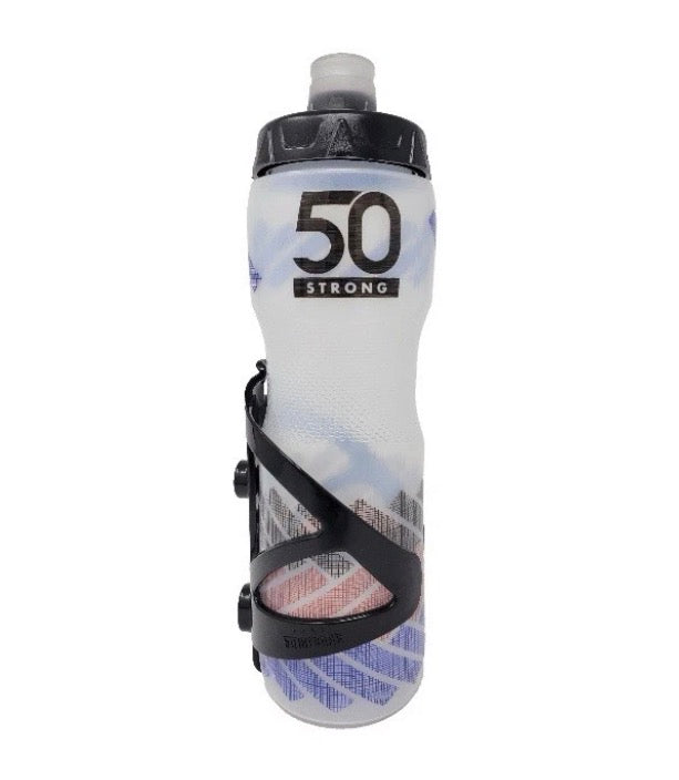 50 Strong 28 oz. Off-White Plastic Water Bottle with Bottle Holder Included!