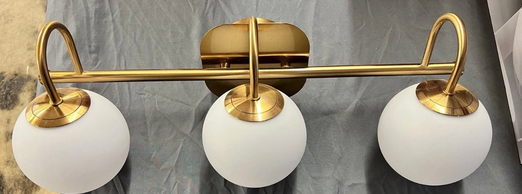 Modern Bathroom Vanity Light Fixtures 3 Lights Brushed Brass Frame