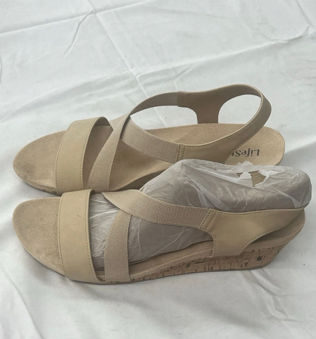 LifeStride Womens Mexico Strappy WedgeSandals Bone 11 W