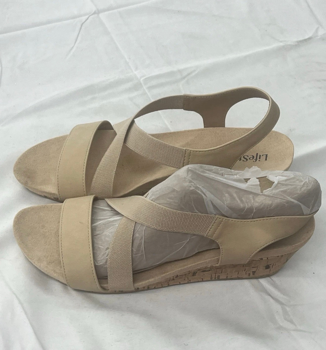 LifeStride Womens Mexico Strappy WedgeSandals Bone 11 W