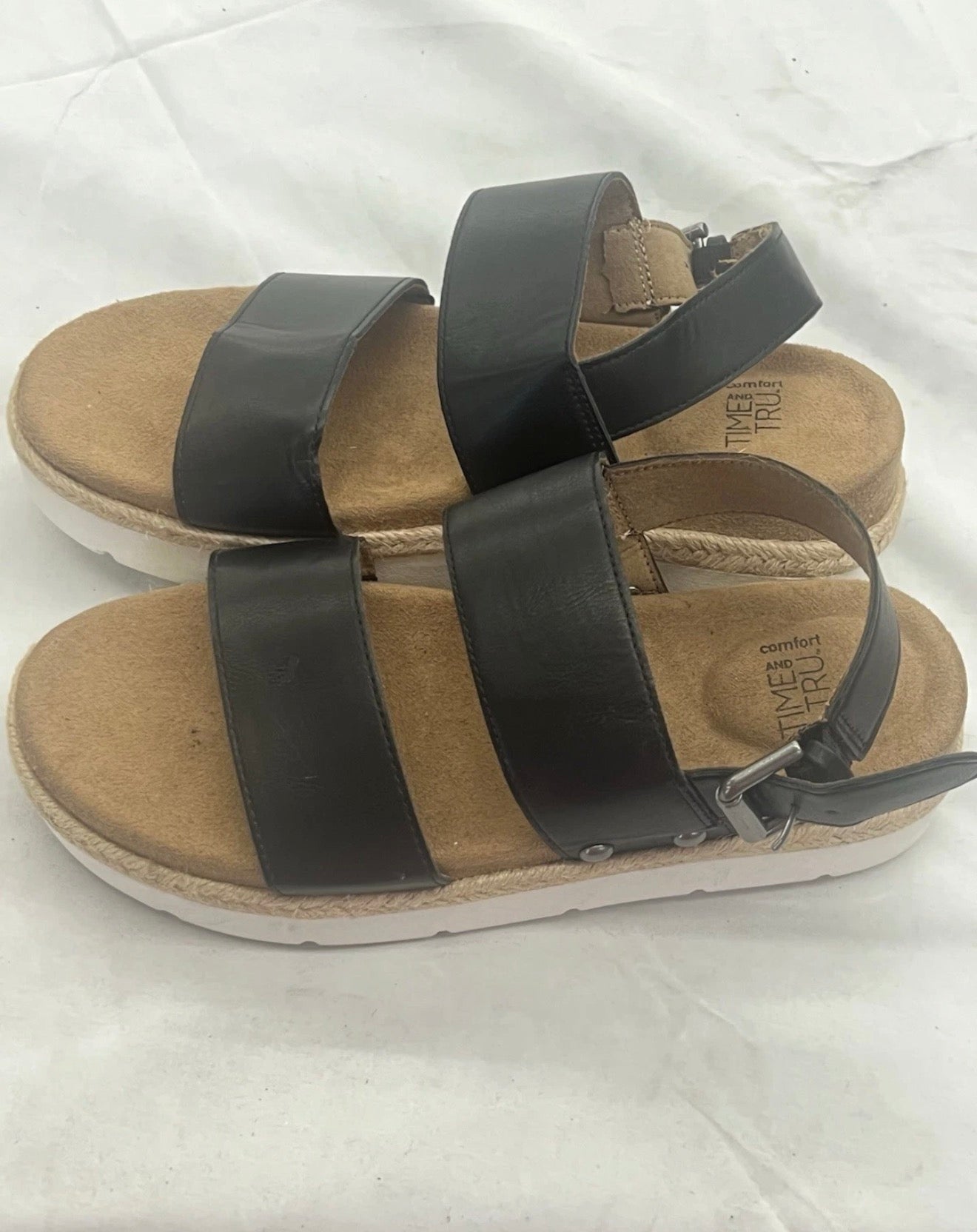 Time and Tru Comfort Platform Sandals Women's Shoes Black US Size 8