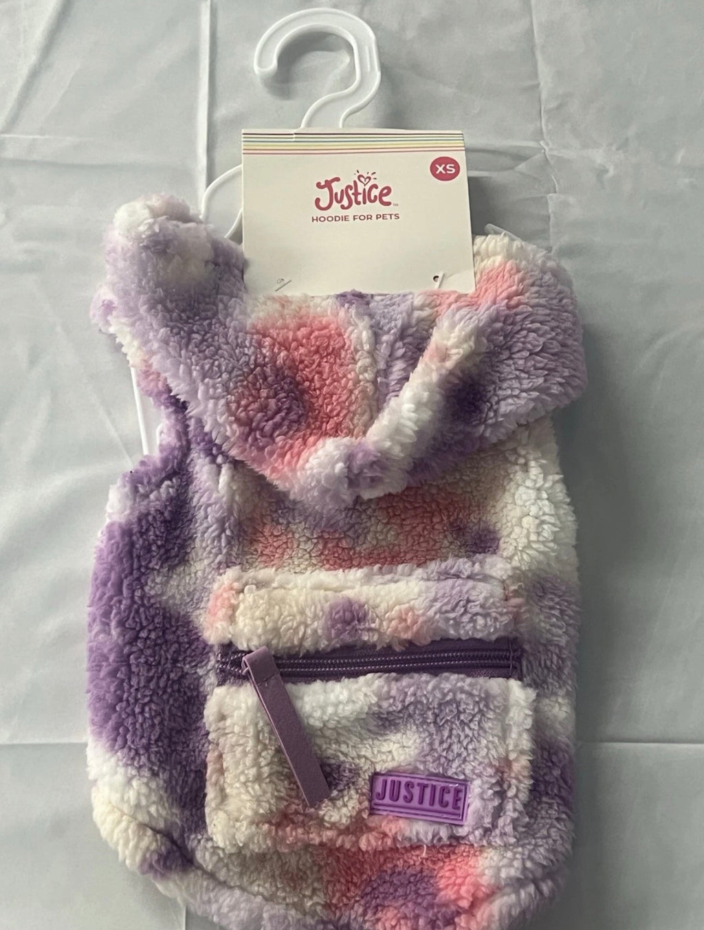 Justice Pet Polyester Sherpa Tie-Dye Dog Hoodie, XS