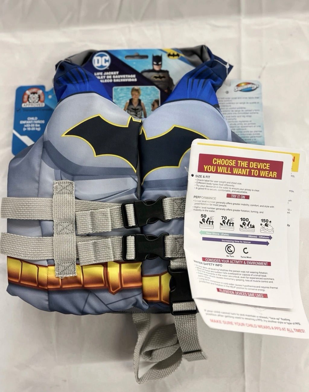 SwimWays DC Swim Trainer Life Jacket US Coast Guard Approved Life Vest 30-50