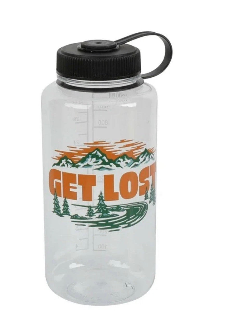 Ozark Trail 32 oz Get Lost Tritan Water Bottle, Wide Mouth, Leakproof, Clear