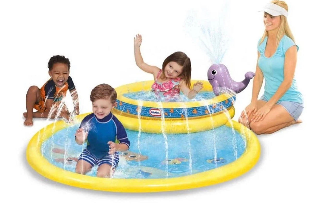 Little Tikes My First Lil Water Park, Round Splash Pool with Whale Sprinkler