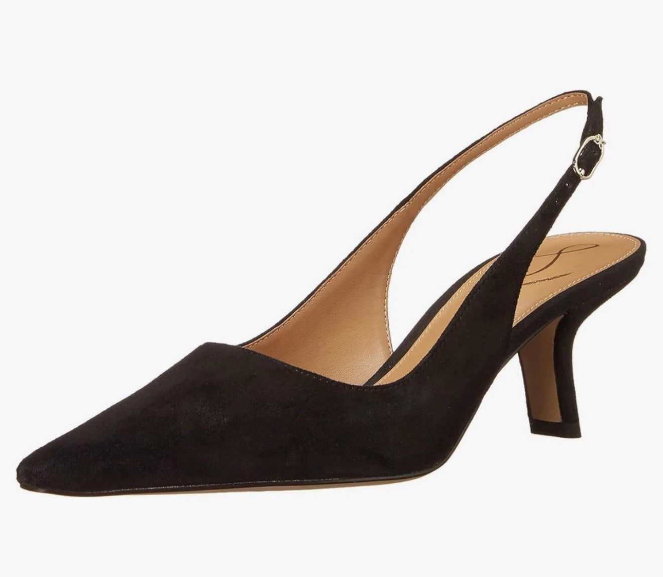 Sam Edelman Bianka Sling Heel Size 8W Black Leather Pointed Toe