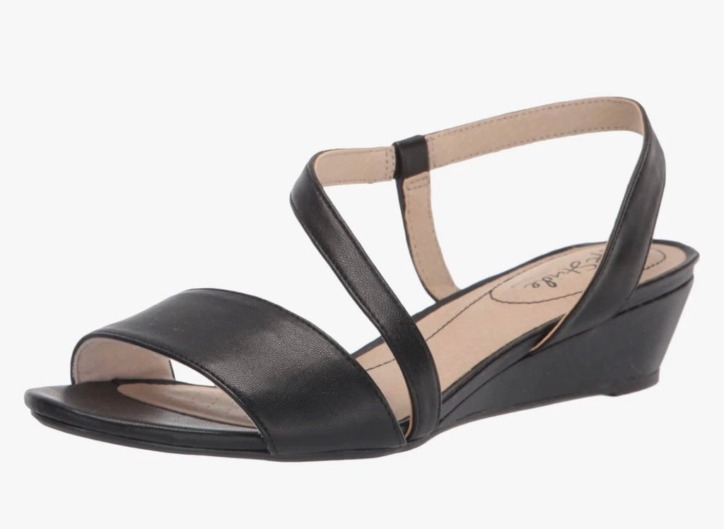 LifeStride Women's Black Yasmine Strappy Wedge Sandals Shoe Size 8.5M