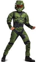 Halo Infinite Master Chief Costume, Kids Size Muscle Padded Video Game Jumpsuit