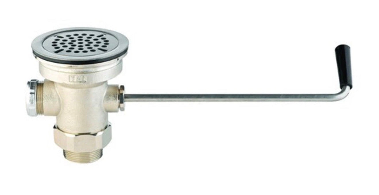 T&S Brass B-3940 3-in.Waste Drain Valve with Twist Handle and NPTAdapter