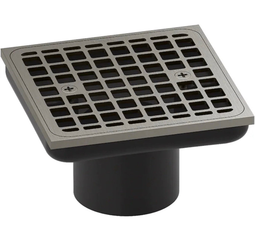 KOHLER Clearflo 2-in Vibrant Brushed NickelSquare Brass Tile Shower Drain