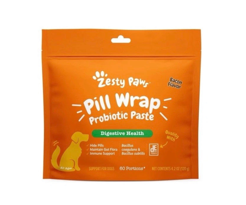 Zesty Paws Pill Wrap Probiotic Paste Bacon Flavor for Dogs - Immune & Digestive