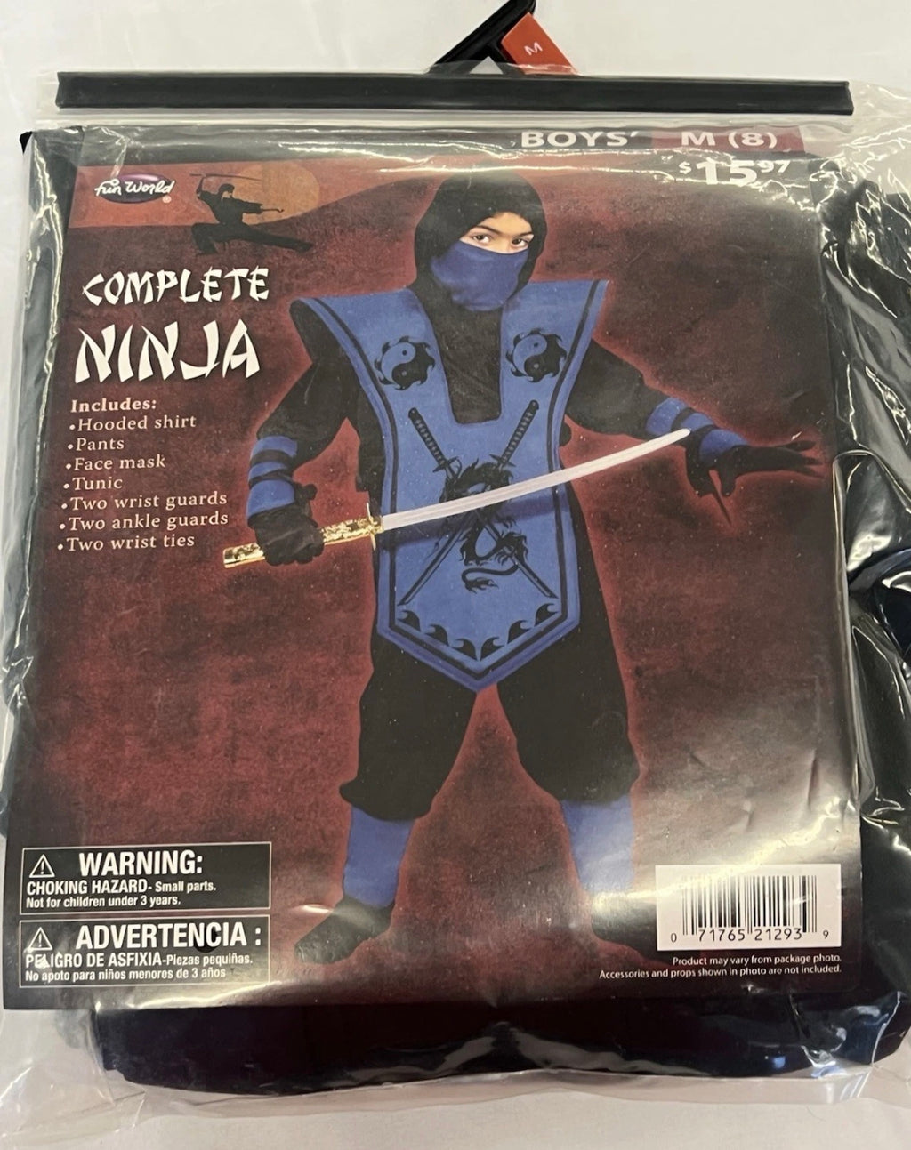 Complete Blue Ninja Halloween Costume for Children, Boys Size M (8)