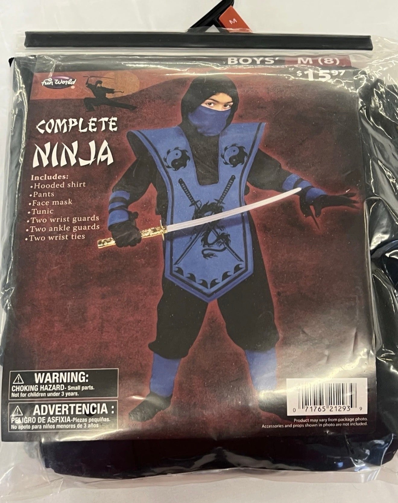 Complete Blue Ninja Halloween Costume for Children, Boys Size M (8)