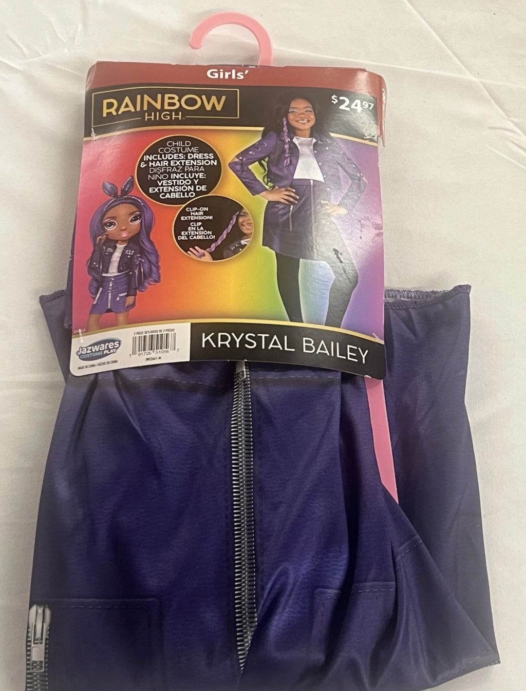 Rainbow High Girls M (7/8) Krystal Bailey Costume Dress and Hair Extension (BB)