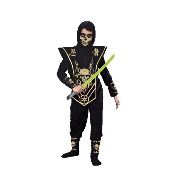 Gold Skull Ninja Halloween Costume for Children, Boys Size XL (14/16)