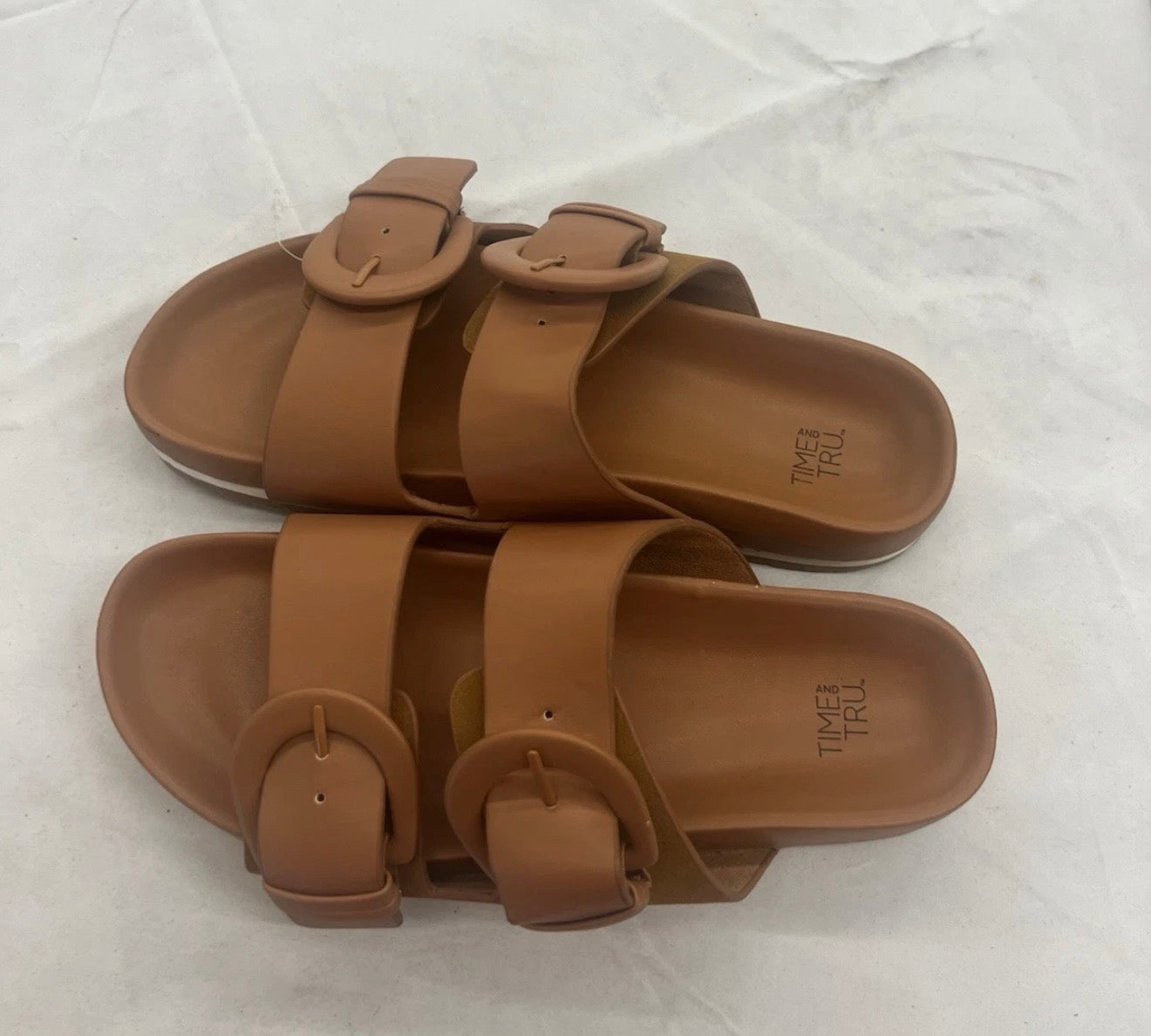 double-strap design with buckle Women's Double Strap Slide Sandals Time and Tru