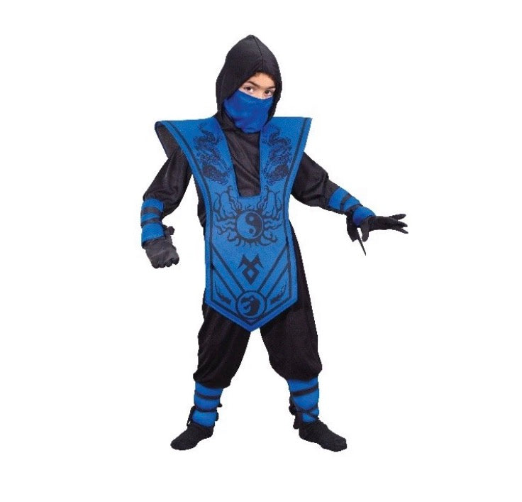 Complete Blue Ninja Halloween Costume for Children, Boys Size M (8)