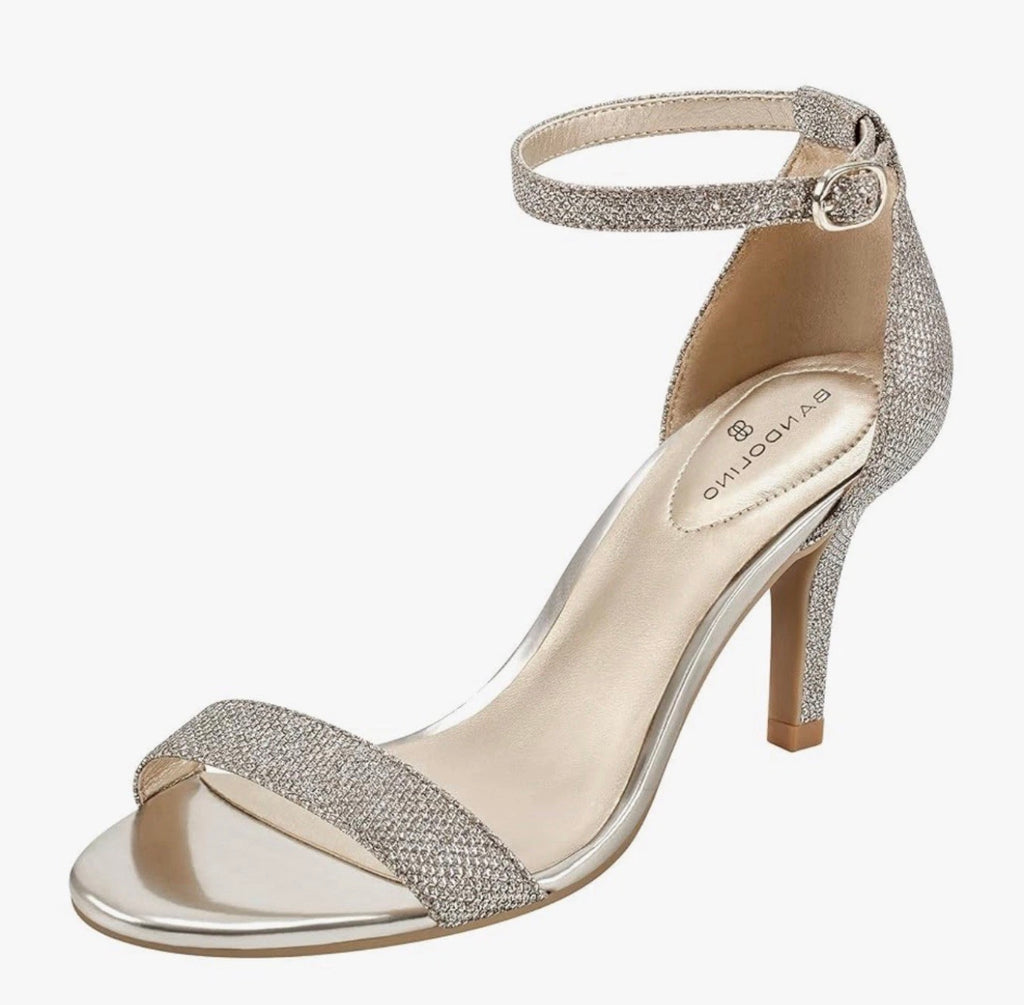 Bandolino Women's Madia Synthetic Open-Toe Dress Heels Sandals Gold, Size 9.5