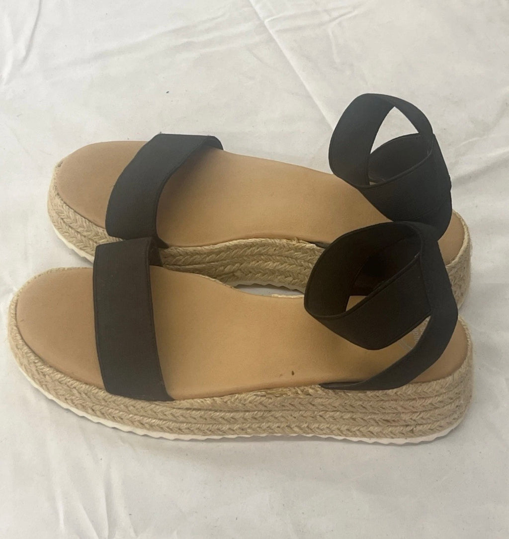 Wonder Nation Little & Big Girls Elastic Raffia Sandal