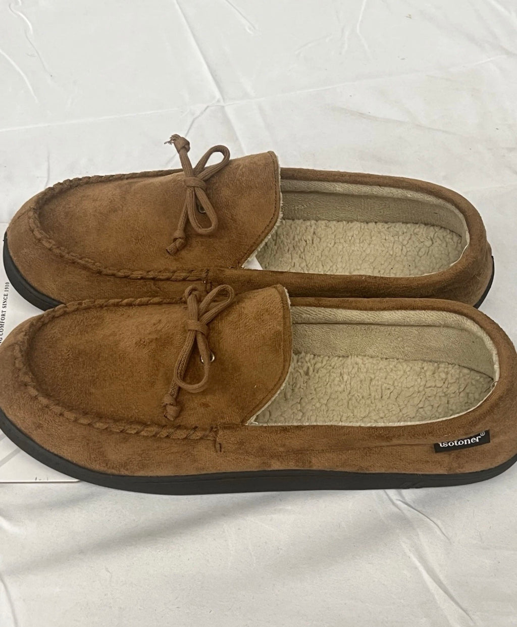 Isotoner Men's Microsuede Nigel Moccasin Slippers - 9F386 (Cognac, XL 11-12)