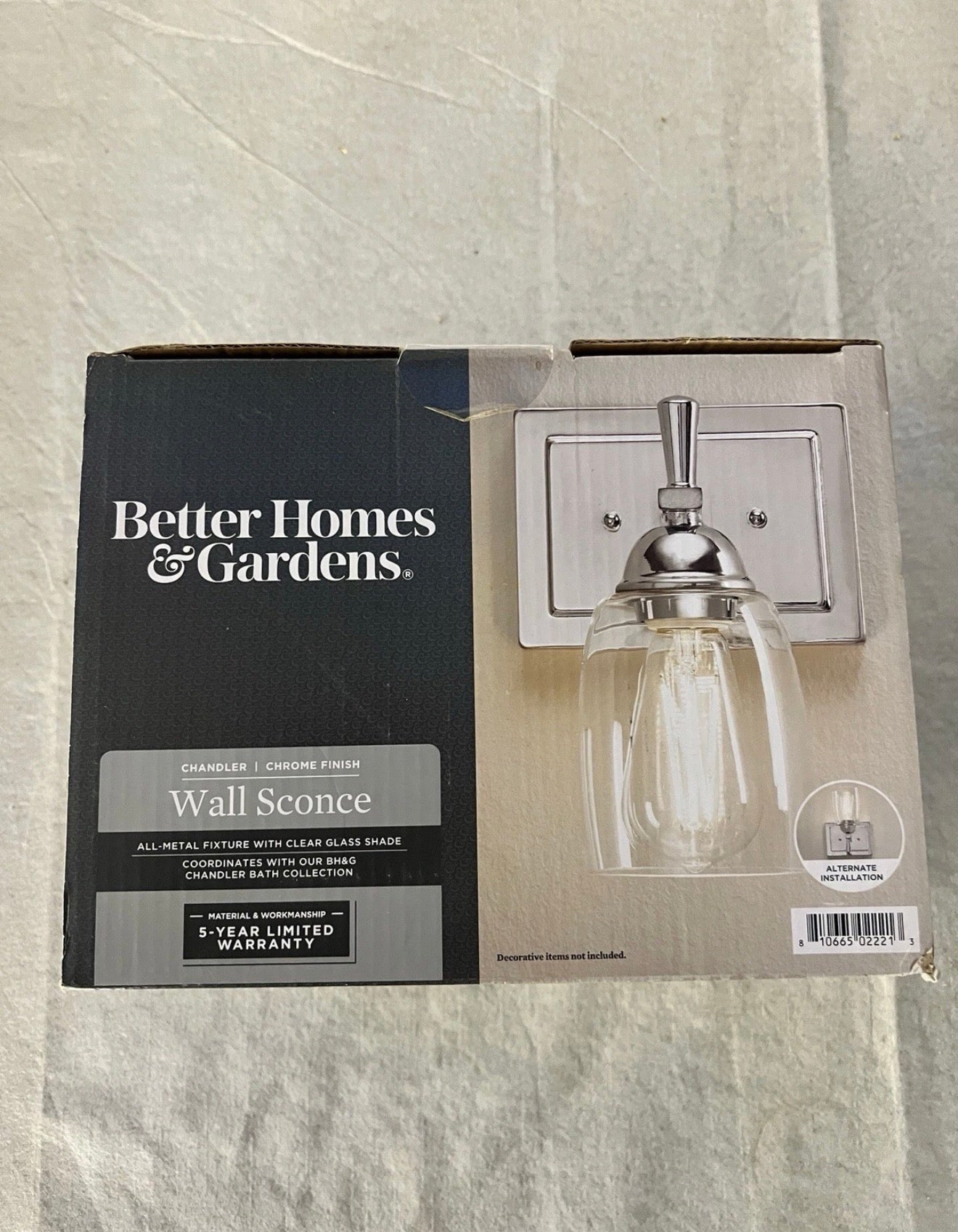 Better Homes & Gardens Chandler Industrial 1-Light Indoor Wall Sconce, Chrome