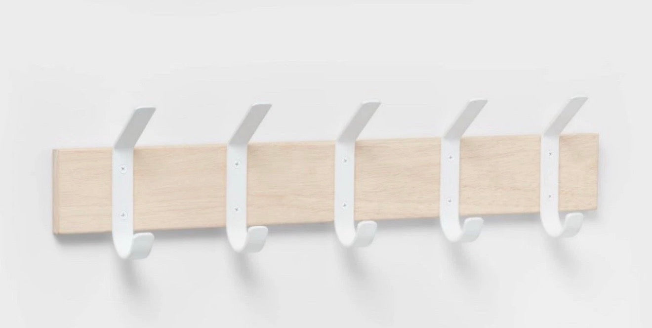 Mixed Material 5 Hooks Rail Matte White Brightroom Wall Mounted Decorative Hook