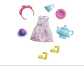 Barbie Chelsea Accessory Pack Tea Party Theme Purple Floral Dress Shoes & 5 PCS