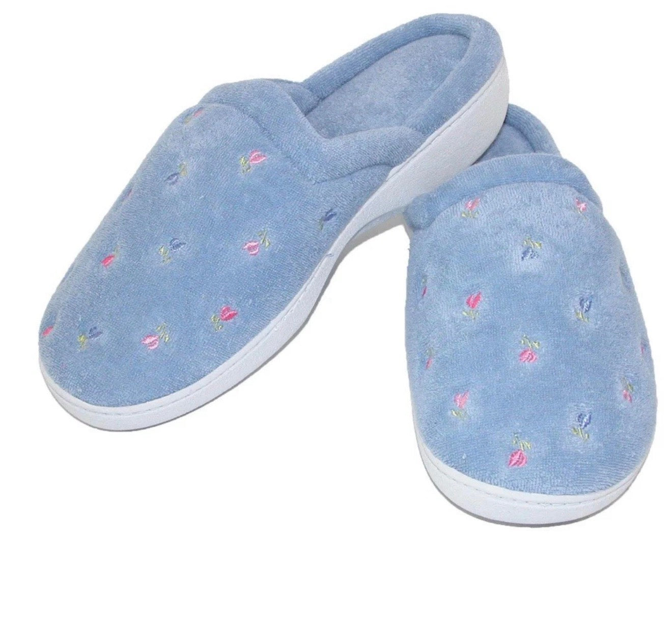 isotoner Women's Embroidered Clog Size M Blue