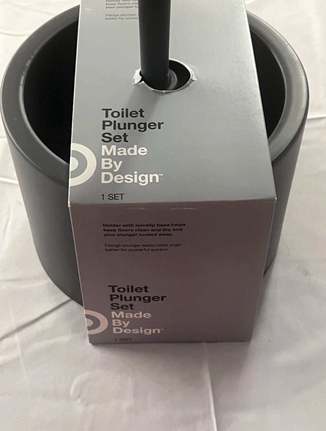 Design Toilet Plunger Set Grey 1 Count