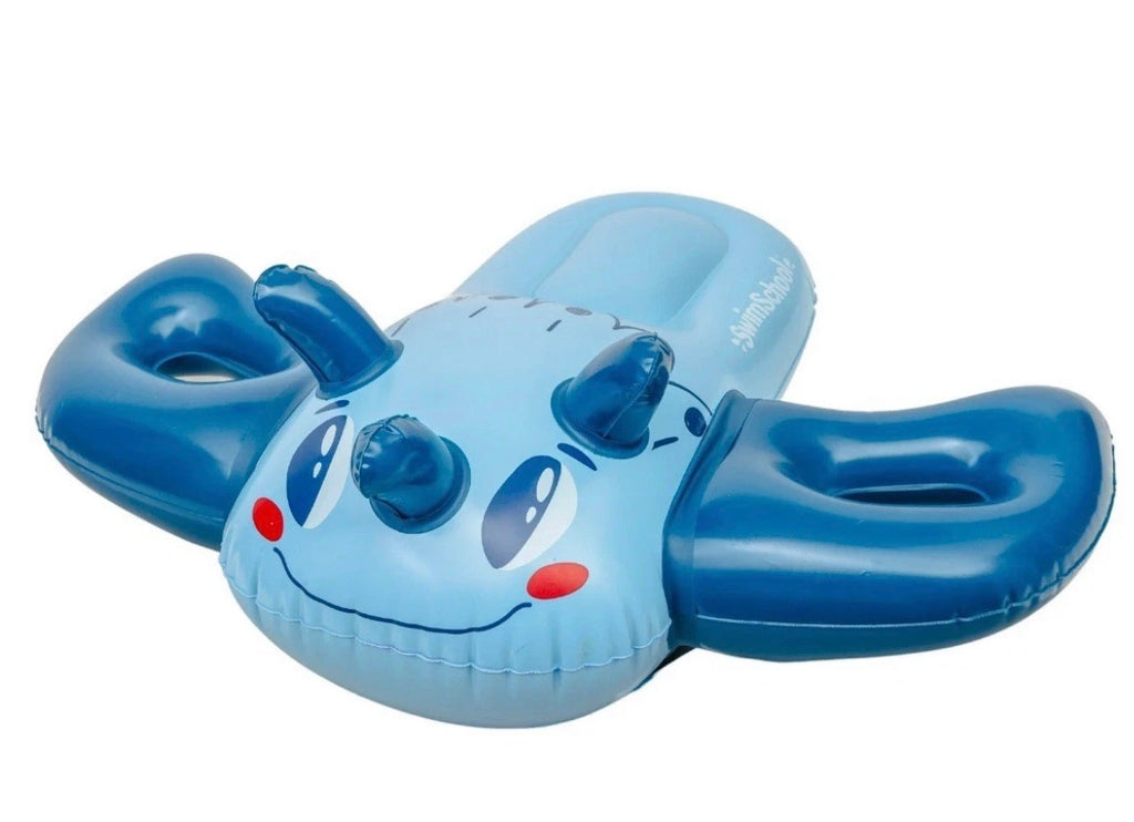 SwimSchool Inflatable Blue Dino Pool Float, Kids Swimming Kickboard,